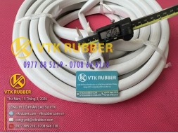 Ron cao su xốp EPDM trắng chữ D rộng 25, cao 22 x dày 3mm