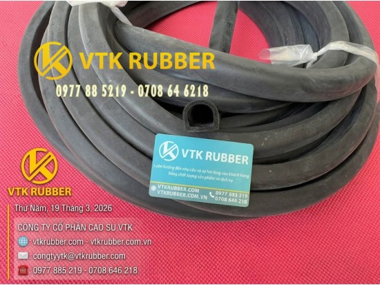 Ron cao su xốp EPDM chữ D rộng 26, cao 23 x dày 3mm