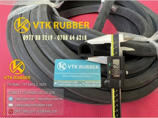 Ron cao su xốp EPDM chữ D rộng 26, cao 23 x dày 3mm