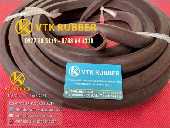Ron cao su xốp EPDM nâu chữ D rộng 24, cao 21 x dày 3mm