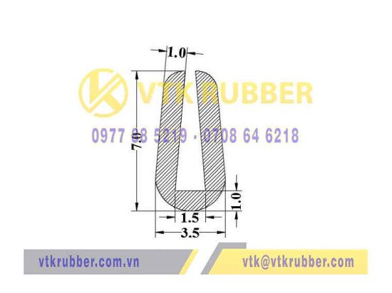 Ron cao su chữ U 3.5x7x1