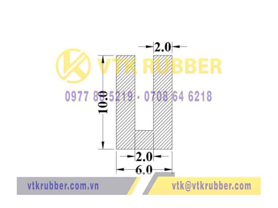 Ron cao su EPDM chữ U 10x6x2