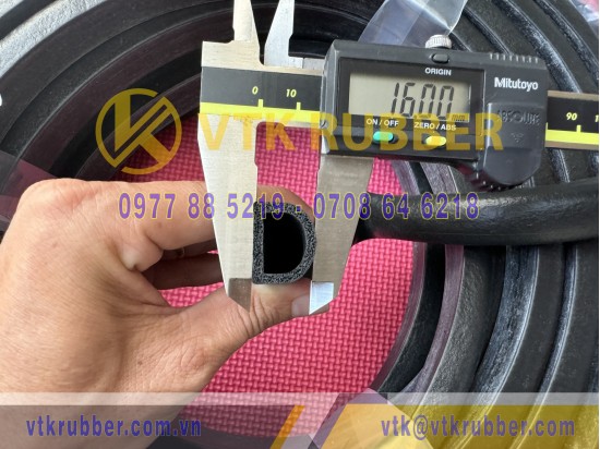 Ron cao su xốp EPDM chữ D 18x16x2.5